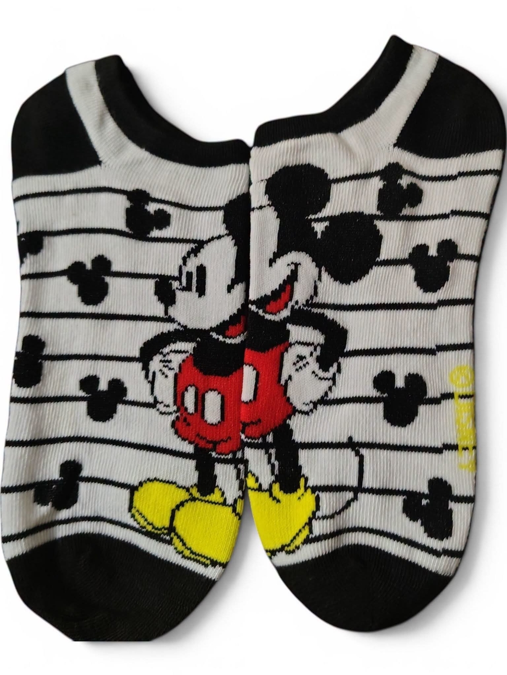Mickey Mouse No-Show Socks - Black, White, Red & Yellow